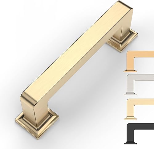 Miniatura 1 de 9BUILD Paquete de 10 manijas de gabinete de 3 pulgadas de latón cepillado, manijas de gabinete de cocina, manijas de gabinete de cocina, manijas de