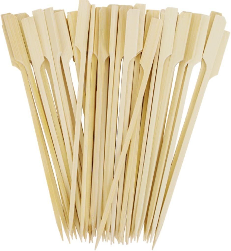 Oriental Creations8 Inch Wooden Bamboo Sticks Paddle Skewers Pack of 100