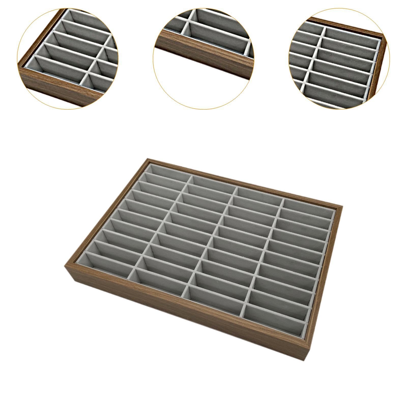 Plateau à Bijoux à 40 Emplacements avec Inserts en Flanelle pour Tiroir