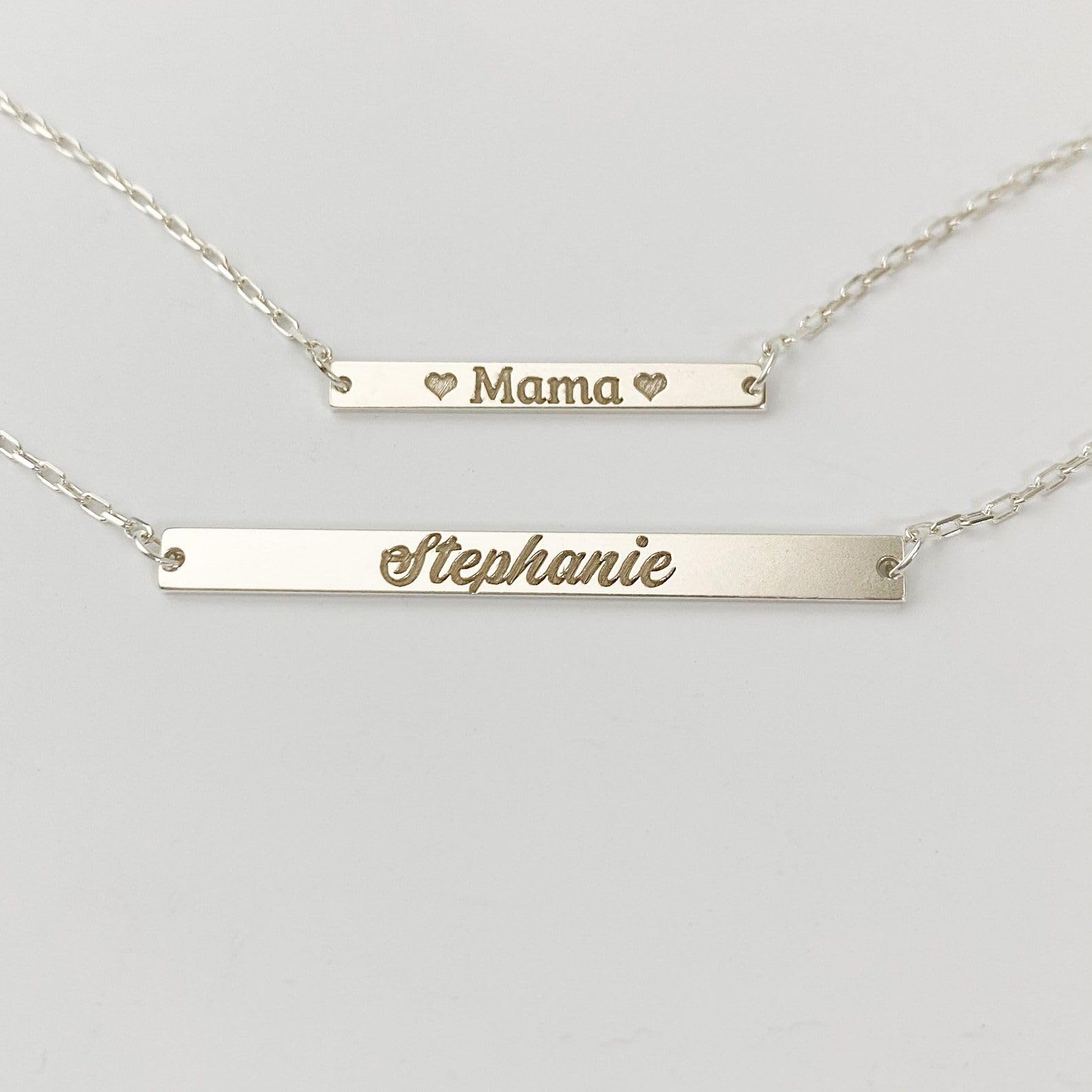 Personalizzato argento sterling barra collana nome coordinata gioiello Festa della Mamma