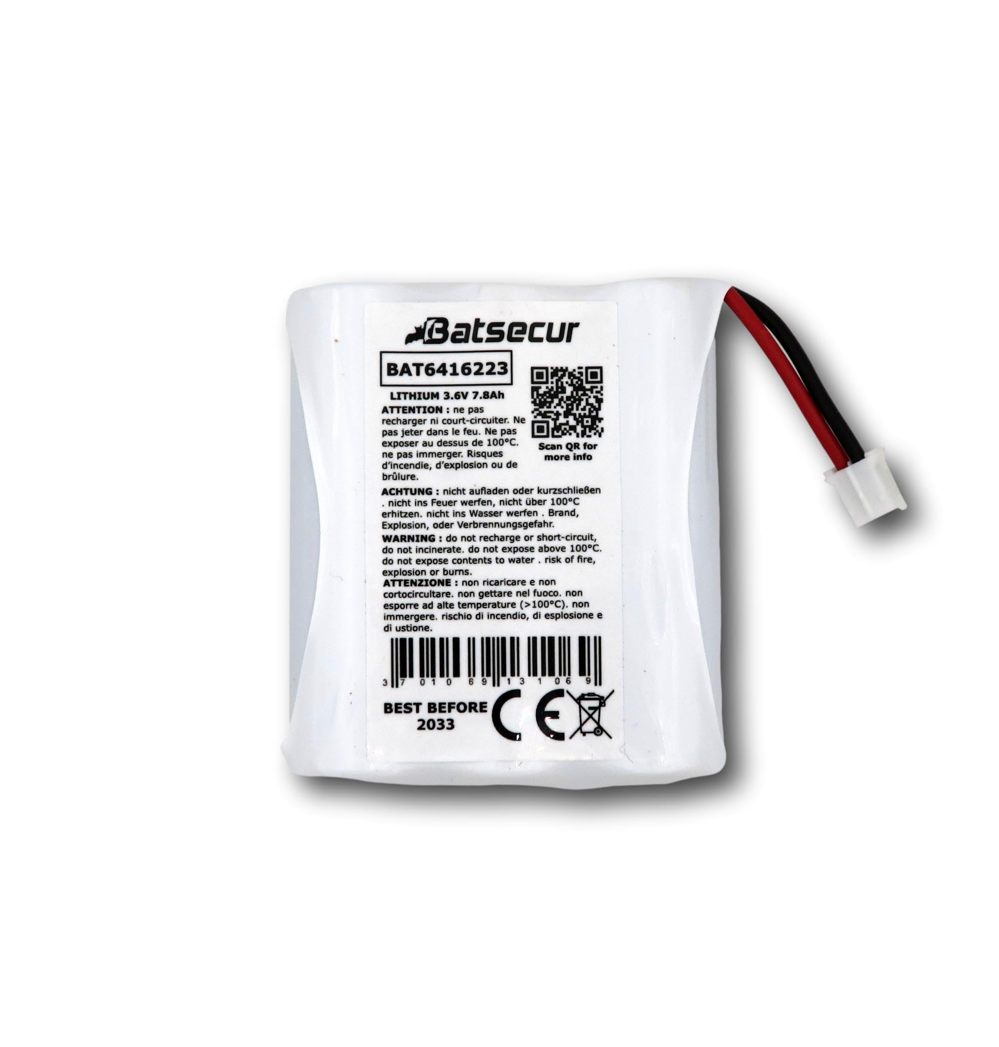 Pile Alarme BAT6416223 Compatible 6416223, BP CLT 8000 Tyxal+, Bat CLT 8000 TYXAL+, WILPA2369B pour CLT 8000 TYXAL+ Delta Dore - 3.6V 7.8Ah Li-SOCl2