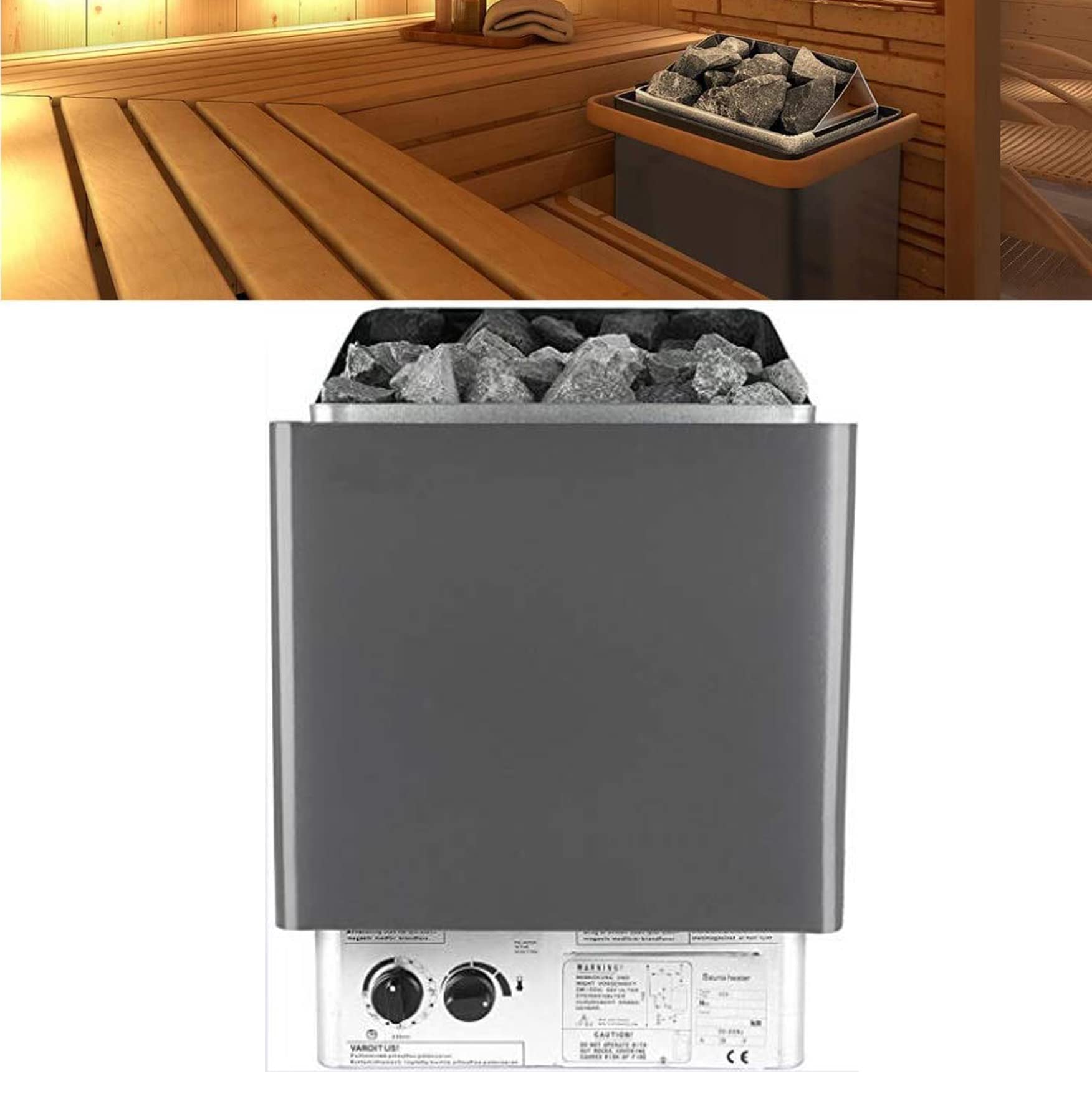 Riscaldatore Elettrico per Sauna, generatore di Vapore per Sauna, Controllo termostato per Installazione a Parete, per saune domestiche, palestre (6KW)