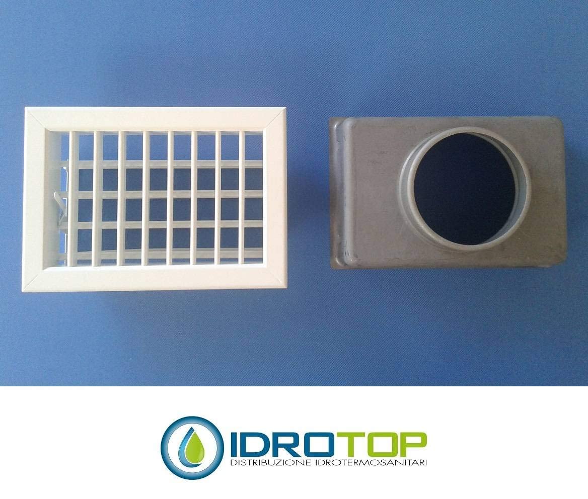 Bocchetta Aria cm22x15 Regolabile BIANCA con Adattatore D.100 per Caminetto