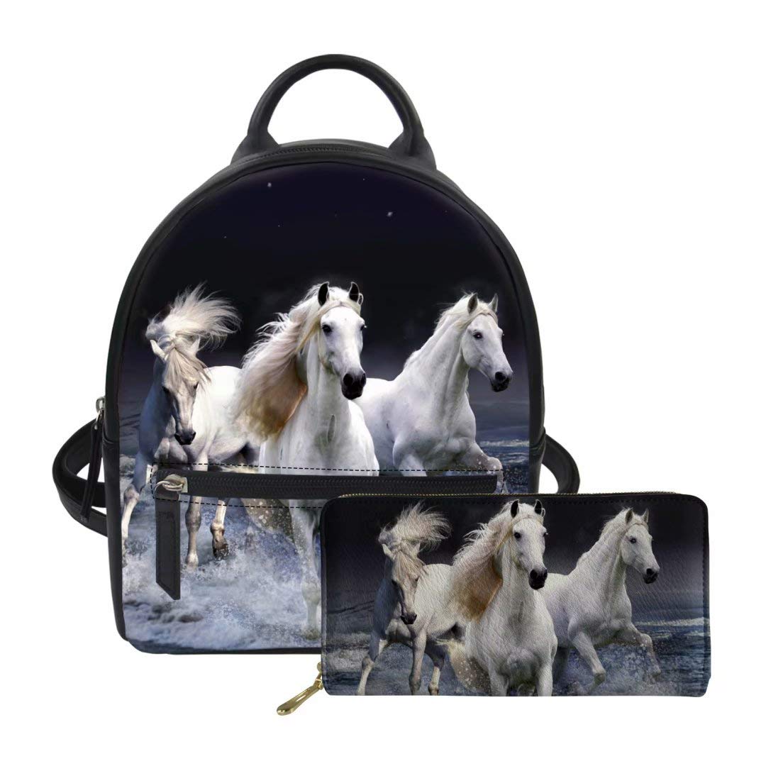 Freewander Mini PU Backpack with Wallet 2 Pieces, Waterproof Leather Durable Women's Backpack