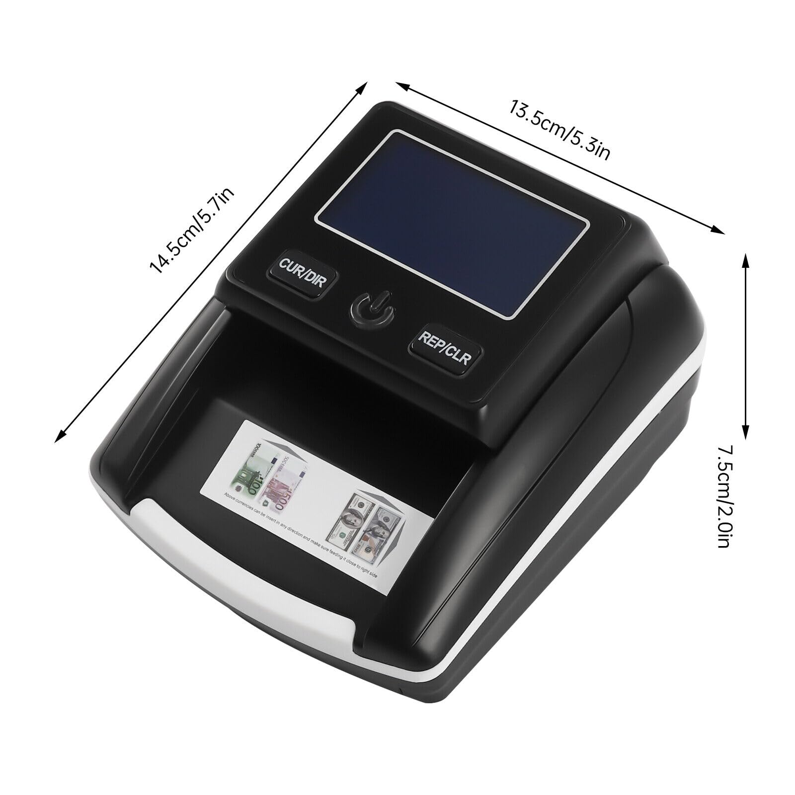Contatore automatico per banconote e banconote false, con 7 controlli di rilevamento per euro falsi, dollari, banconote britanniche, TRL, INR
