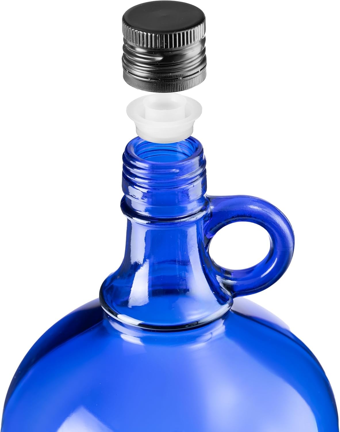 lilawelt24 Blaue Glasflasche 1 L mit Ausgießer & Schraubverschluss – Vorrats-Flasche für Öl, Essig, Likör & Getränke (8x 1L)