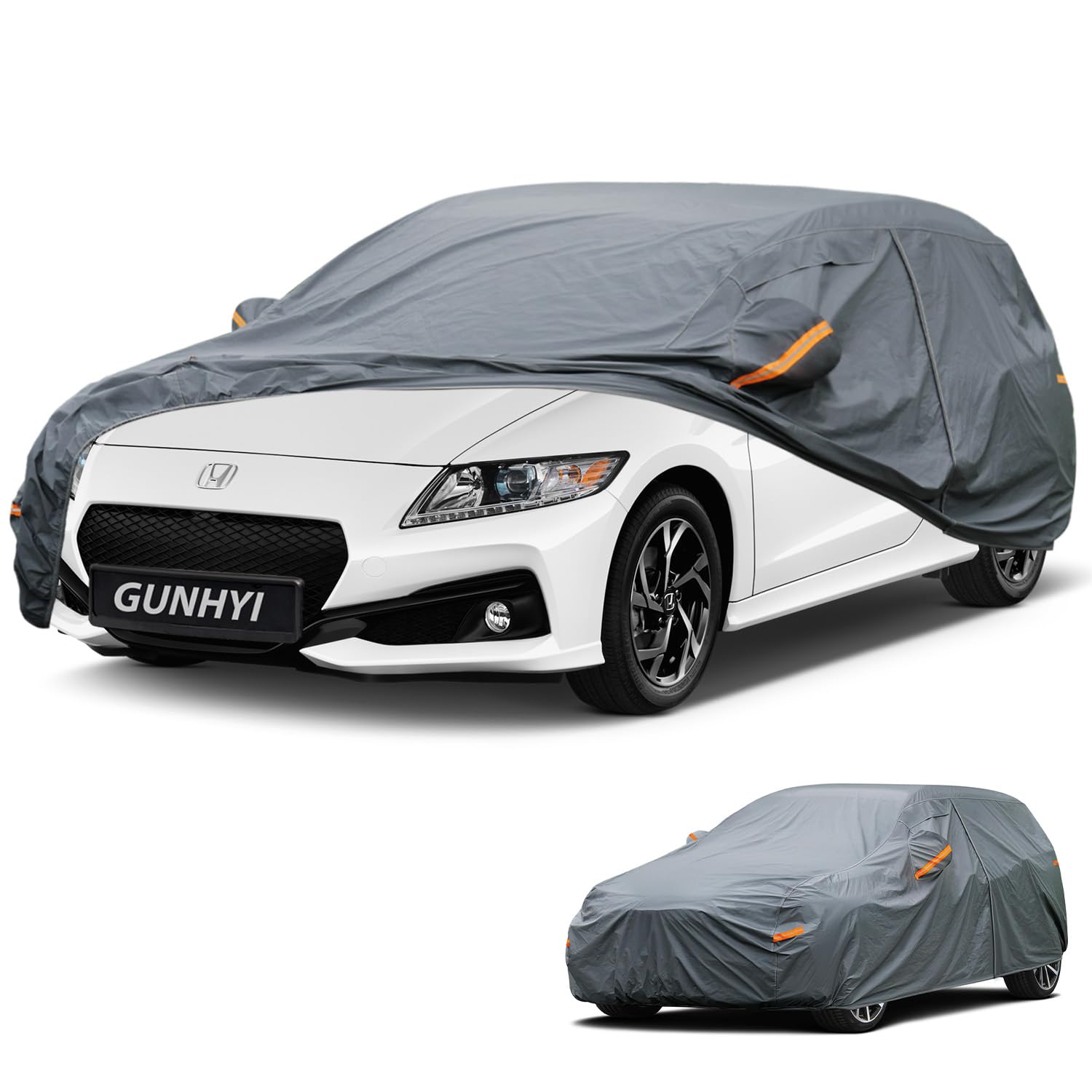 GUNHYI Premium Car Cover Custom Fit Honda CR-Z, 16 Layers Heavy Duty Car Cover Waterproof All Weather with Zipper Door for Sun Rain Snow Dust Uv Protection
