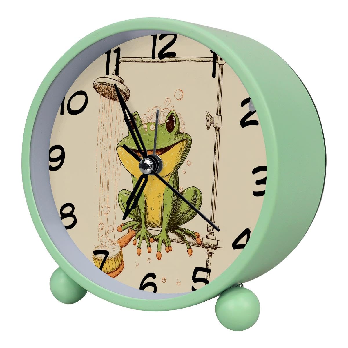 Luoweisi Analog Alarm Clock Funny Frog, Silent Non-Ticking with Night Light, Battery Operated, Round Desk Alarm Clock for Office, Bedroom, Elderly, Adults, Children, Student Gifts