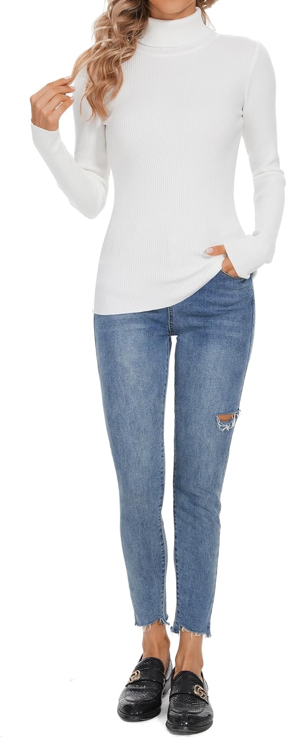 Turtleneck Sweaters for Women Ribbed Long Sleeve Pullover Sweater Slim Fit Jumpers Casual Trendy Knit Tops - Image 5