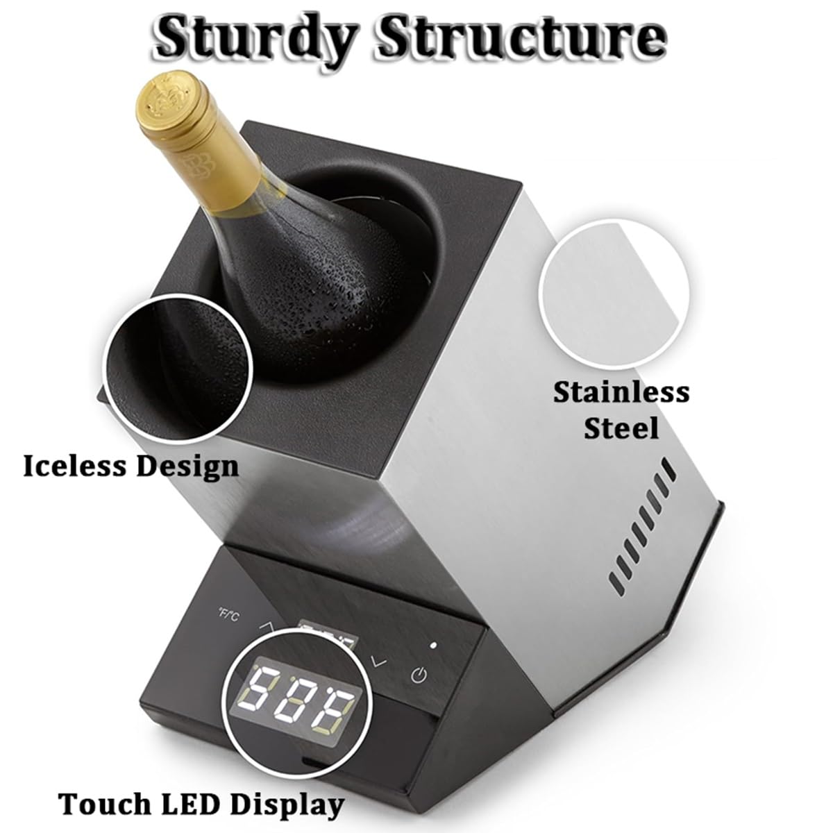 Refrigeratore Elettrico per Bottiglie di Vino - Refrigeratore Elettrico Portatile per Vino Senza Ghiaccio - Sorpresa per Gli Amanti del Vino - Refrigeratori per Vino(Black)
