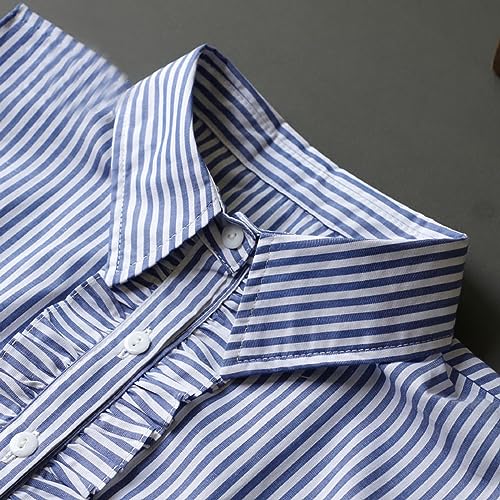 Image of GUZOSJO Blue Striped Detachable Collar Shirt,Dickey Half Blouse False Collar for Lady Girls Men