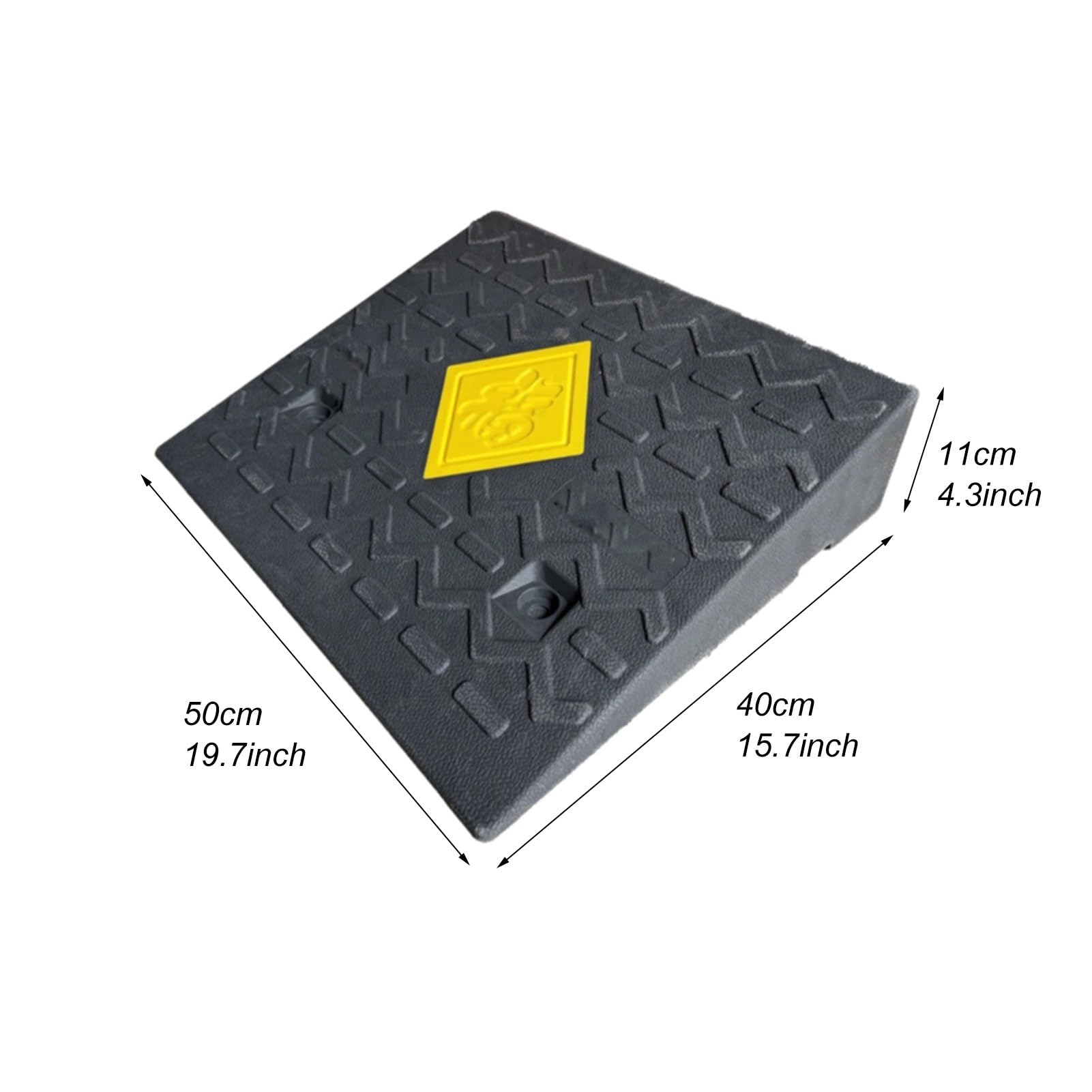 Pełna gumowa rampa krawężnikowa, wytrzymała rampa progowa, rampa samochodowa o udźwigu 300 ton, do przejazdu ciężkich pojazdów(50x40x11cm)