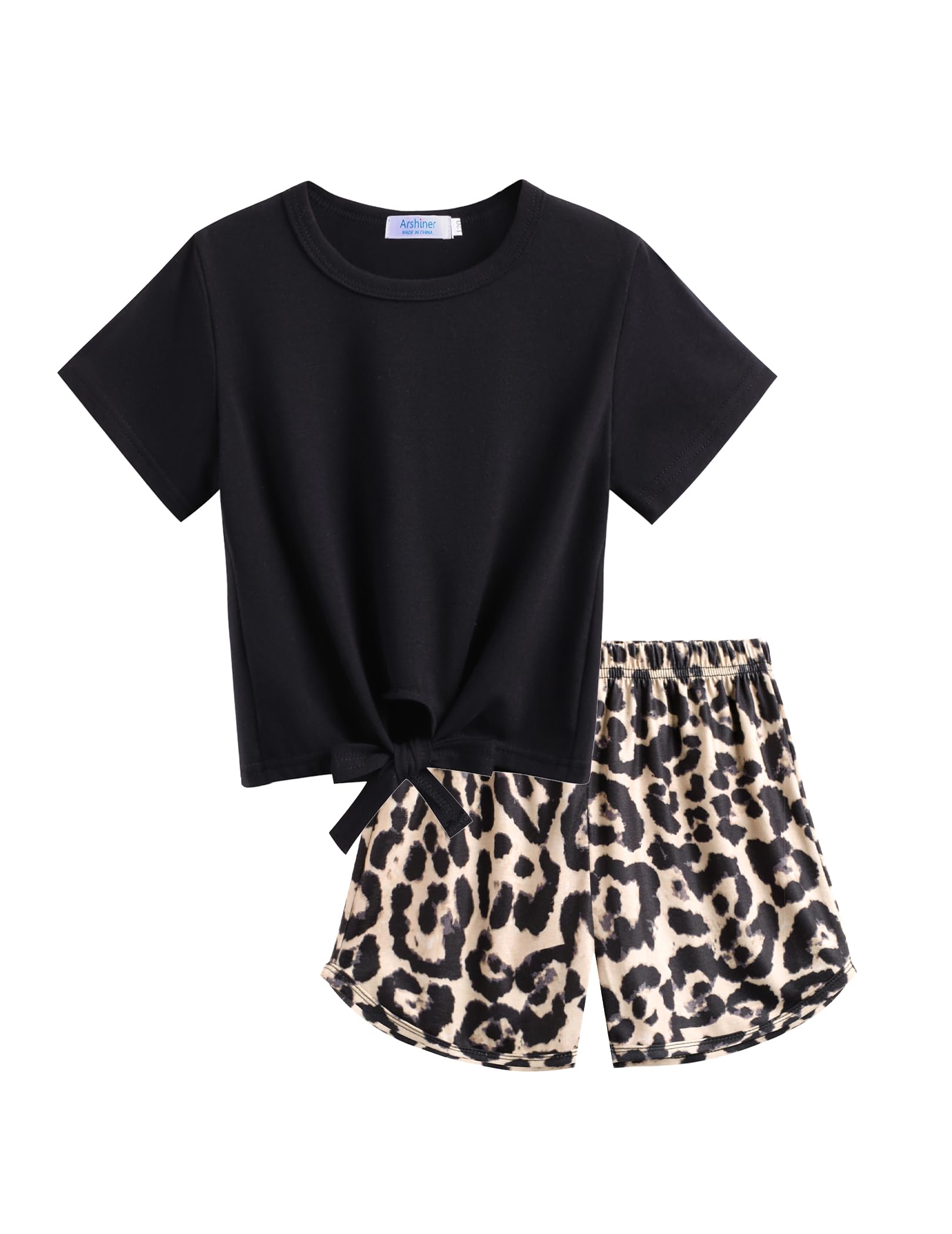 ArshinerGirls 2 Piece Outfits Summer Clothes Short Sleeve Tops and Paperbag Waist Shorts Set Cute Outfits 5-14