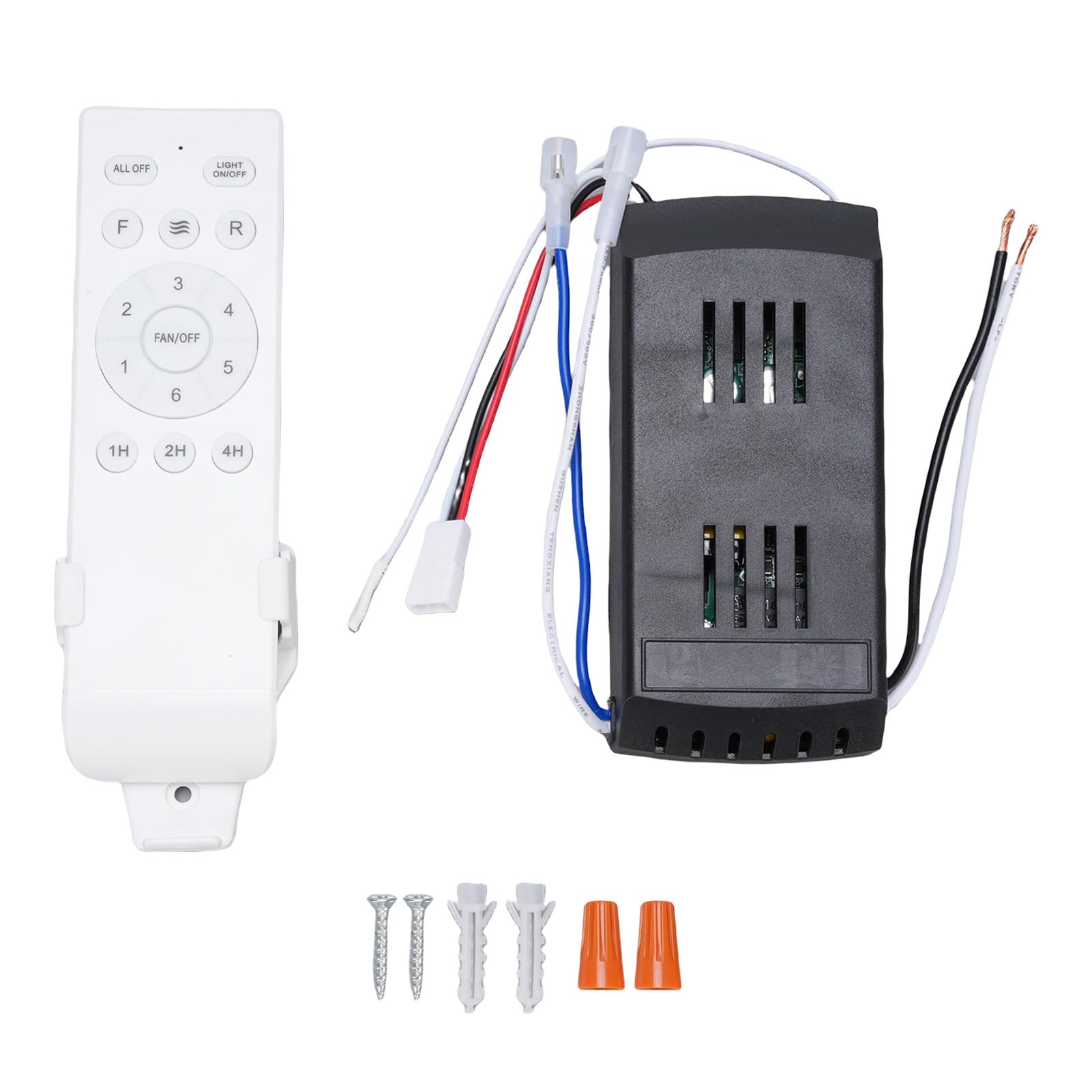 CHICIRIS Kit de Control Remoto para Ventilador de Techo, Receptor de Controlador de Luz de 6 Velocidades con Temporizador, Material ABS para Reemplazo, Fácil Configuración, Resistente Al