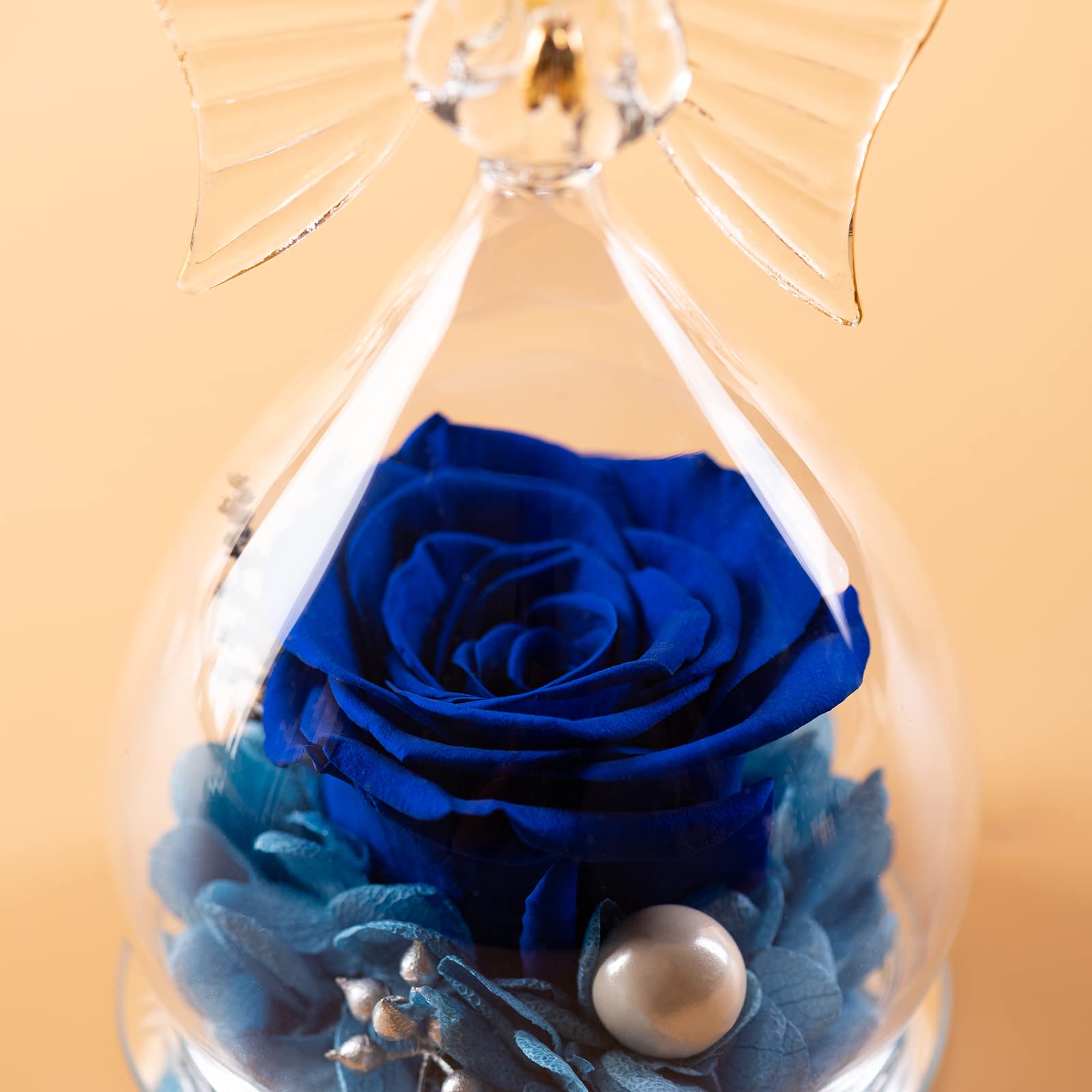 Fiori conservati Regali di compleanno per la festa della mamma per mamma nonna, figurine di angelo con vera rosa blu regalo di ringraziamento, regali di anniversario di matrimonio, rosso | IT