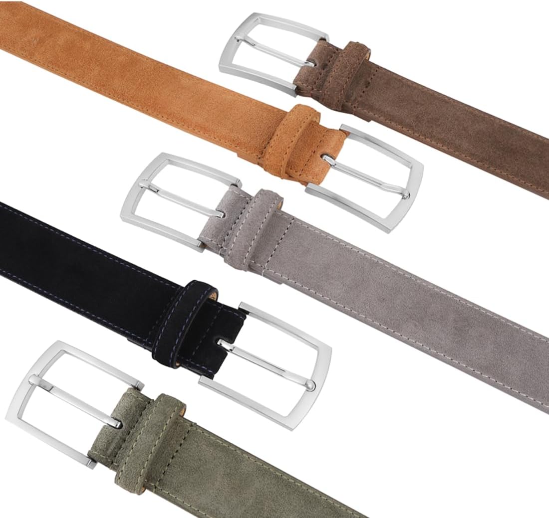 Genuine Suede Belt for Men's Leather Belt Casual Jeans Pants Dress Blet 1 3/8" Wide Golf Belt - Image 6