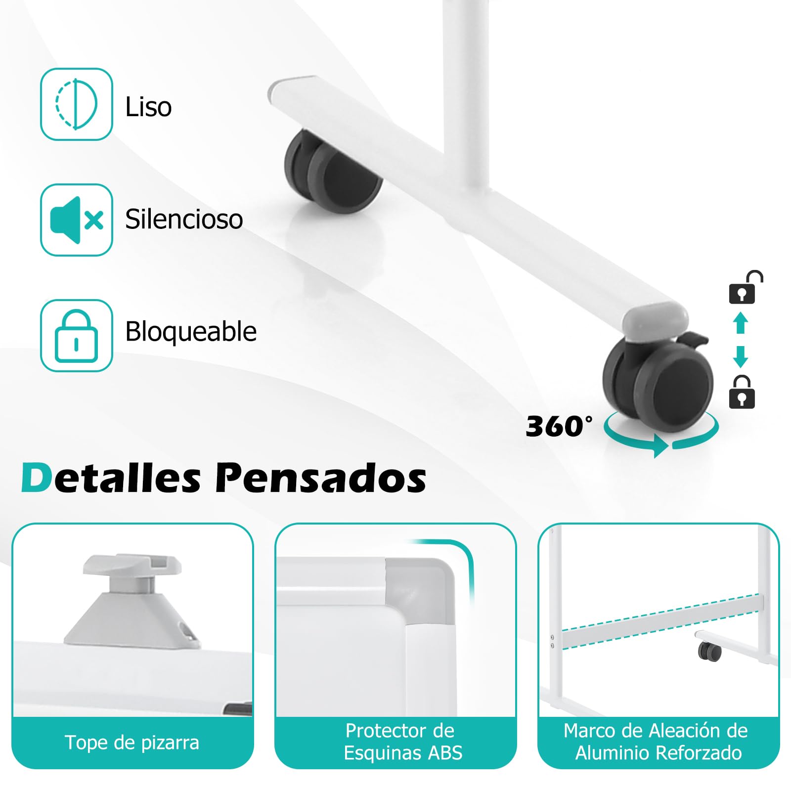 GOPLUS Pizarra Blanca Rodante Magnética con Altura Ajustable 151-178CM, Pizarra Blanca Portátil Giratoria de 360° con 4 Rueda, Bandeja de Marcadores, Tabla de Doble Cara Borrable para Escuela, 60×90CM