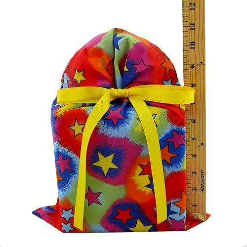 Miniatura 3 de VZWraps Bolsa de regalo de tela reutilizable con estrellas para cumpleaños o cualquier ocasión (estándar de 10 pulgadas de ancho por 15 pulgadas de