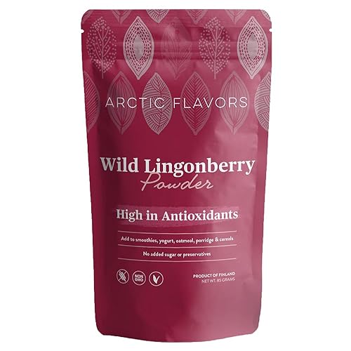 Arctic Flavors Lingonberry en polvo, 100% natural y salvaje, de origen sostenible, hecho de arándanos rojos enteros de los bosques limpios de