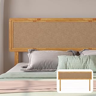 Bme Nipe King Headboard ONLY Natural (New) Boho Bohemian Coastal Style with Solid Wood and Hand-Crafted Fabric, Easy Assembly, Wall or Bed Frame Mount