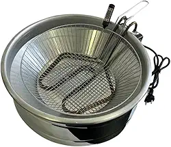 Fritadeira elétrica tacho de 12 litros 43cm boca base em aço inoxidável 110 ou 220V com termostato(220V)