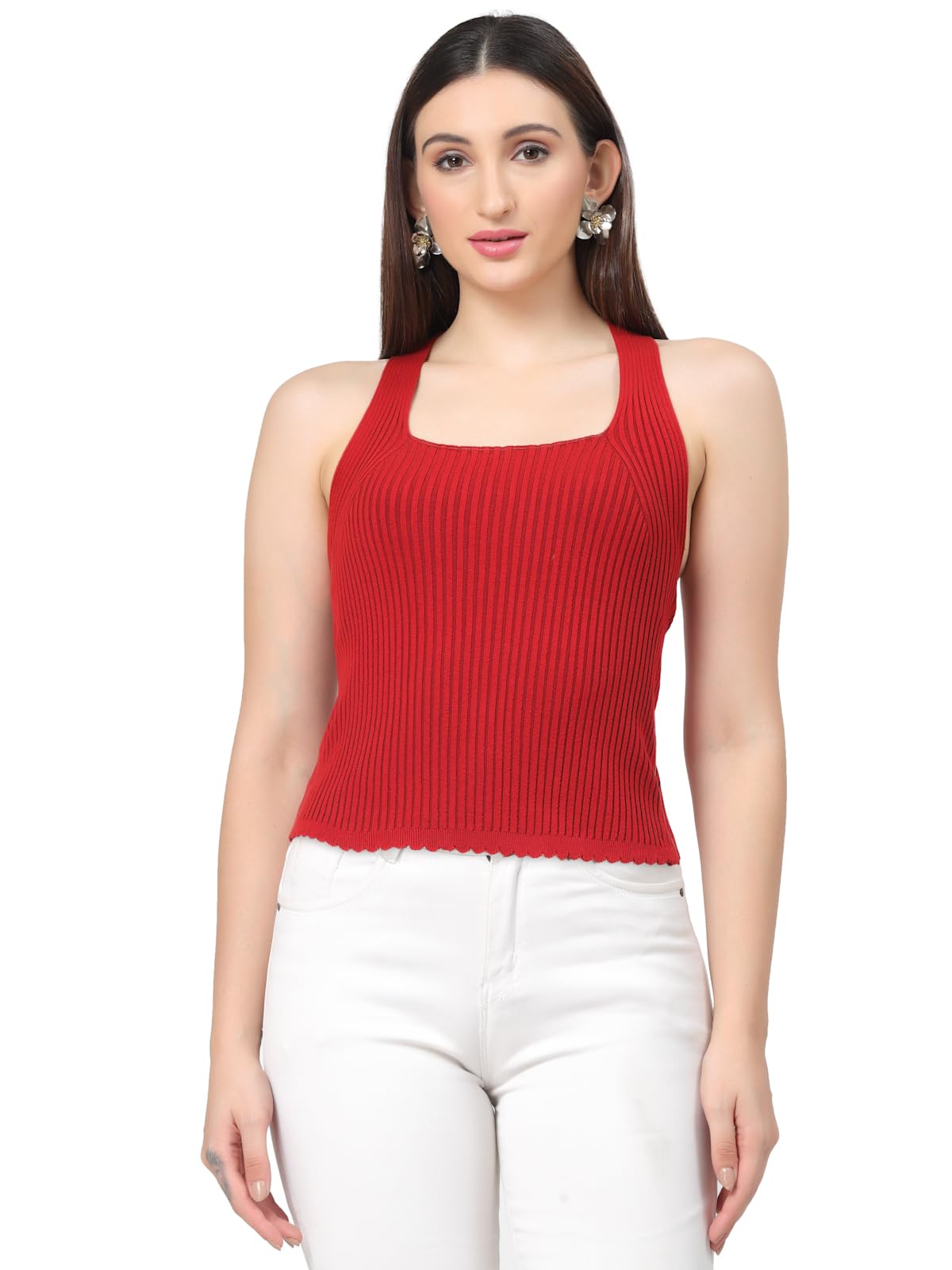 kalt Womens Knitted Ribbed Cotton Fitted Sleeveless Square Neck Cami Tank Top for Women Stylish-picture-15