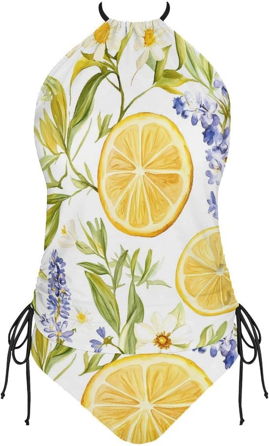 Lemons and Wildflowers Women Tankini 2 Piece Swim Bathing Suits | tummy control,high neck top with bottom,swimwear,swimsuits