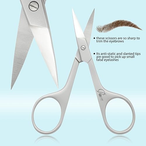 Miniatura 4 de ROUSE Tijeras de cutícula Tijeras de aseo profesional Tijeras de acero inoxidable para cejas-pestañas (tijeras para cutículas)
