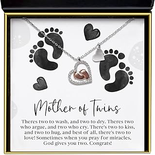 Gift for Mom, Baby Feet Heart Necklace First Time Mom Gift, Mother of Twins - Baby Feet Heart Pendant Necklace Gift Set, Newborn Essentials Gifts for New Mom, Mother of Twins Gifts, Baby Registry Search, Gifts for New Mothers