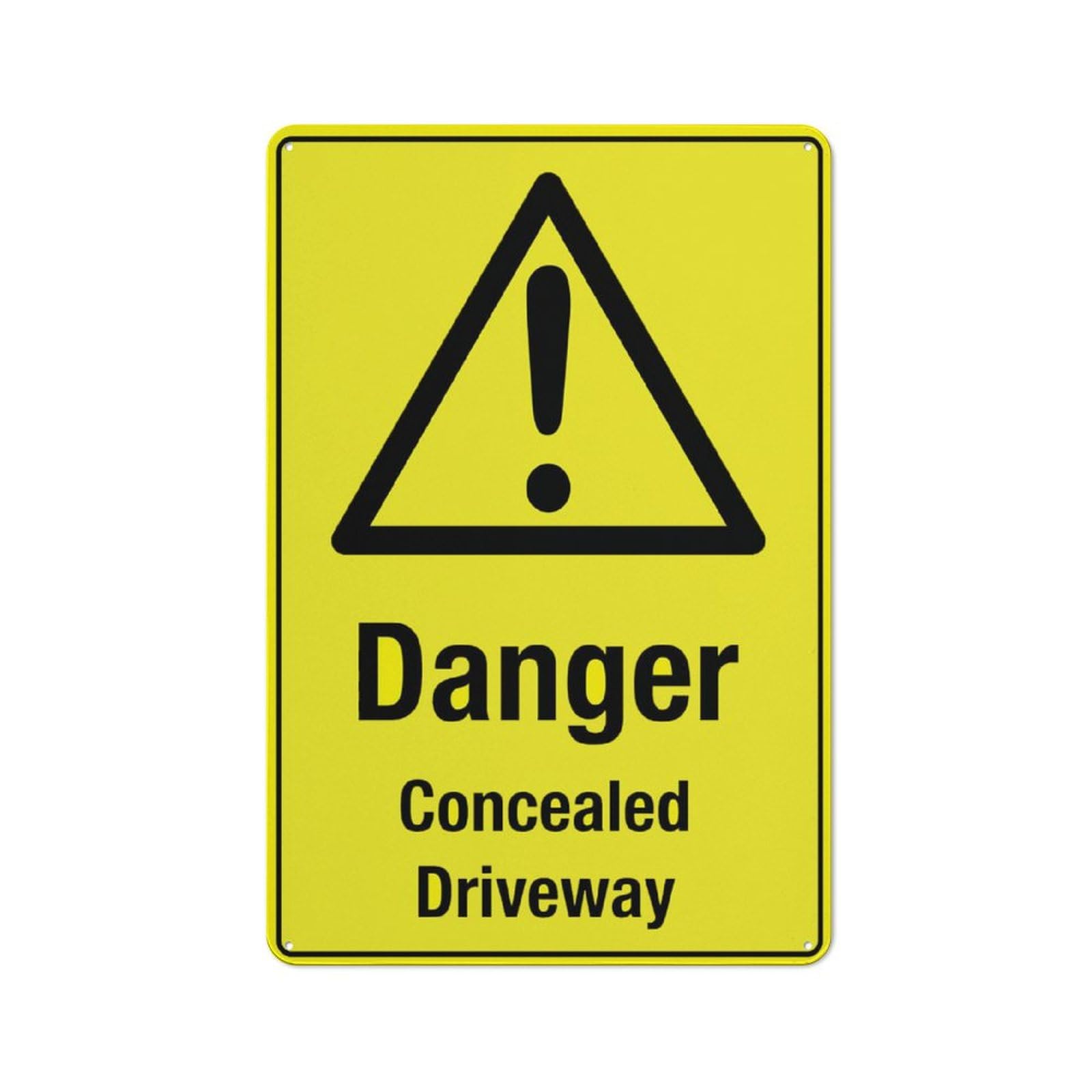 Danger Concealed Driveway Yellow Sign Outdoor Signs Aluminum 12X8 Inch Uv Ink Printed For House And Business