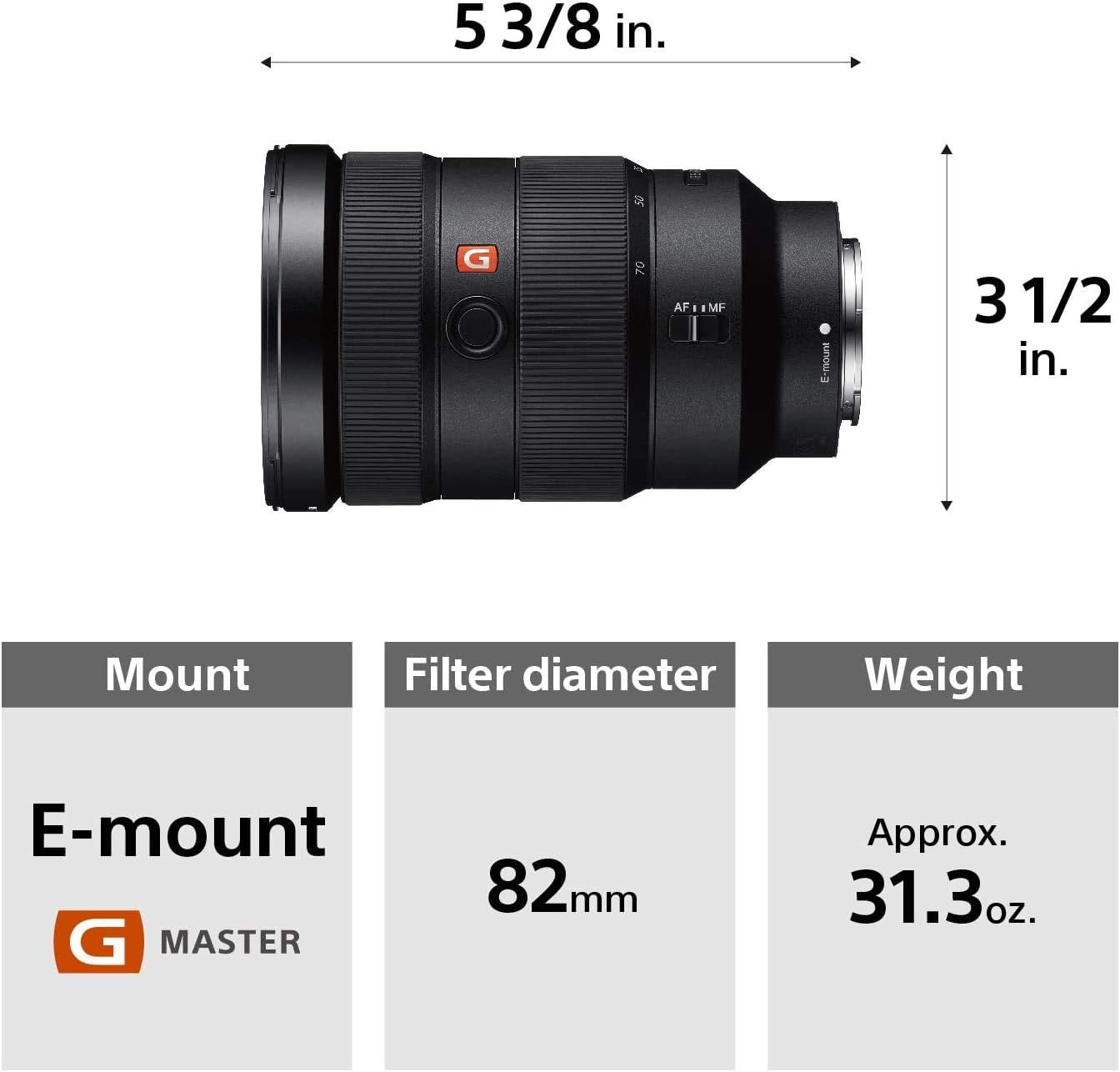 Exclusive Sony SEL2470GM E-Mount Camera Lens: FE 24-70 mm F2.8 G Master Full Frame Standard Zoom Lens