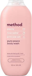 Method Body Wash, Pure Peace, 18 fl oz | Soothing Formula, Leaves Skin Feeling Soft & Moisturized, Made Without Parabens, Notes of Peony, Rose Water & Pink Sea Salt