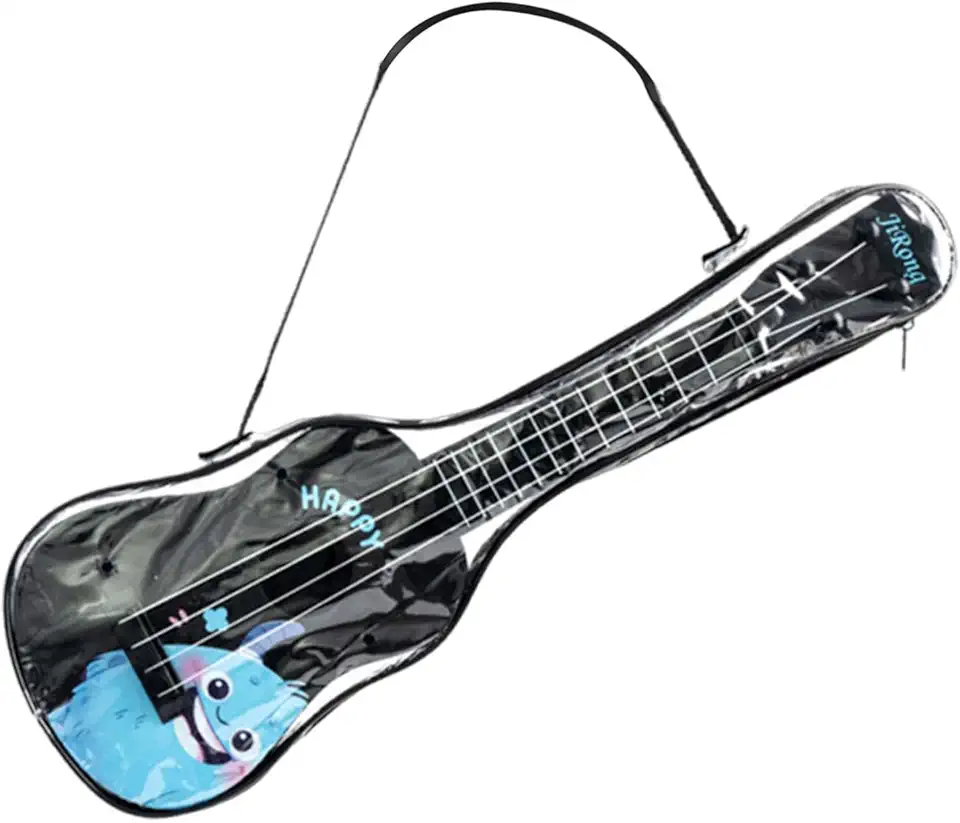 Ukulele Infantil de 42 Cm, Guitarra de 4, Brinquedo Musical com Bolsa para Guardar O Ukulele, Ideal para Crianças Iniciantes No Ano, Preto, Tamanho real
