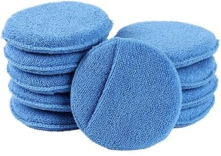 10PCS Microfiber Wax Applicator Pads, 4.7inch Soft Microfiber Sponge Car Wax Applicator, Buffing & Detail Polishing Pads for Car Cleanin(12cm-10pcs)