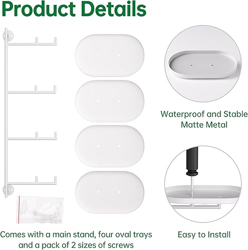 Miniatura 5 de Estantes giratorios de ventana de varios niveles para plantas de interior, soporte de esquina de metal de 4 niveles en blanco, estante flotante