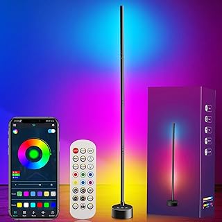 Corner Floor Lamp, 55'' RGB LED Floor Light for Bedroom, Color Changing Mood Lighting with Music Sync, LED Corner Light with Remote & App Control, RGB Corner Lamps for Living Room Gaming Room