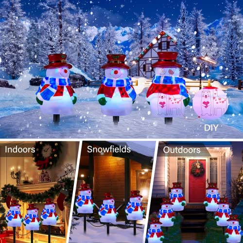 Christmas Snowman Pathway Lights Outdoor, 3 In 1 Led Landscape Path Lights For Holiday Decoration, 2022 Snowman Santa Reindeer Pathway Lights For Garden, Yard, Lawn, Porch, Outdoor Décor Plug In #TOP5