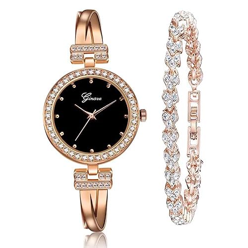Weicam Women Classic Two-Piece Bangle Bracelet Analog Quartz Wrist Watch