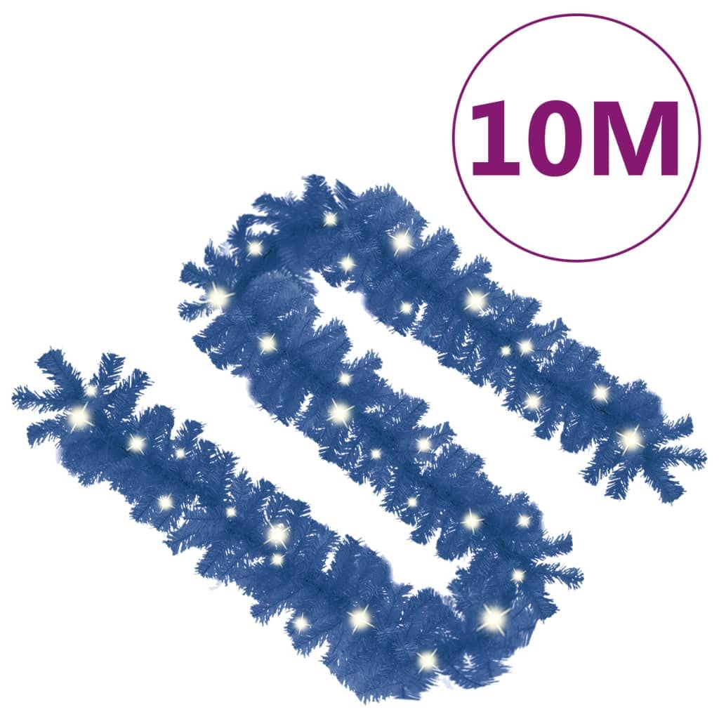 Weihnachtsgirlande mit LED 10 m Blau PVC mit 150 LEDs und USB-Anschluss für Fenster, Treppe, Wand, Tür, innen und außen, stromsparende Weihnachtsbeleuchtung für Advent, Garten und Terrasse