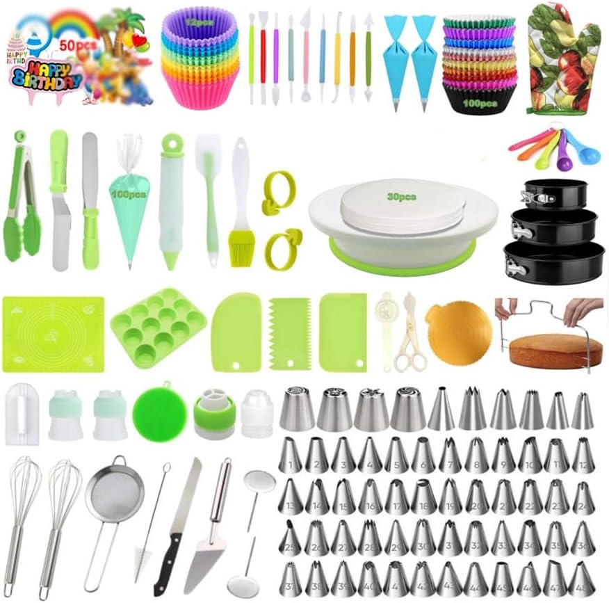 406 Piece Cake Baking Molds Rotary Table Mounted Mouth Cream Bag Plate Set