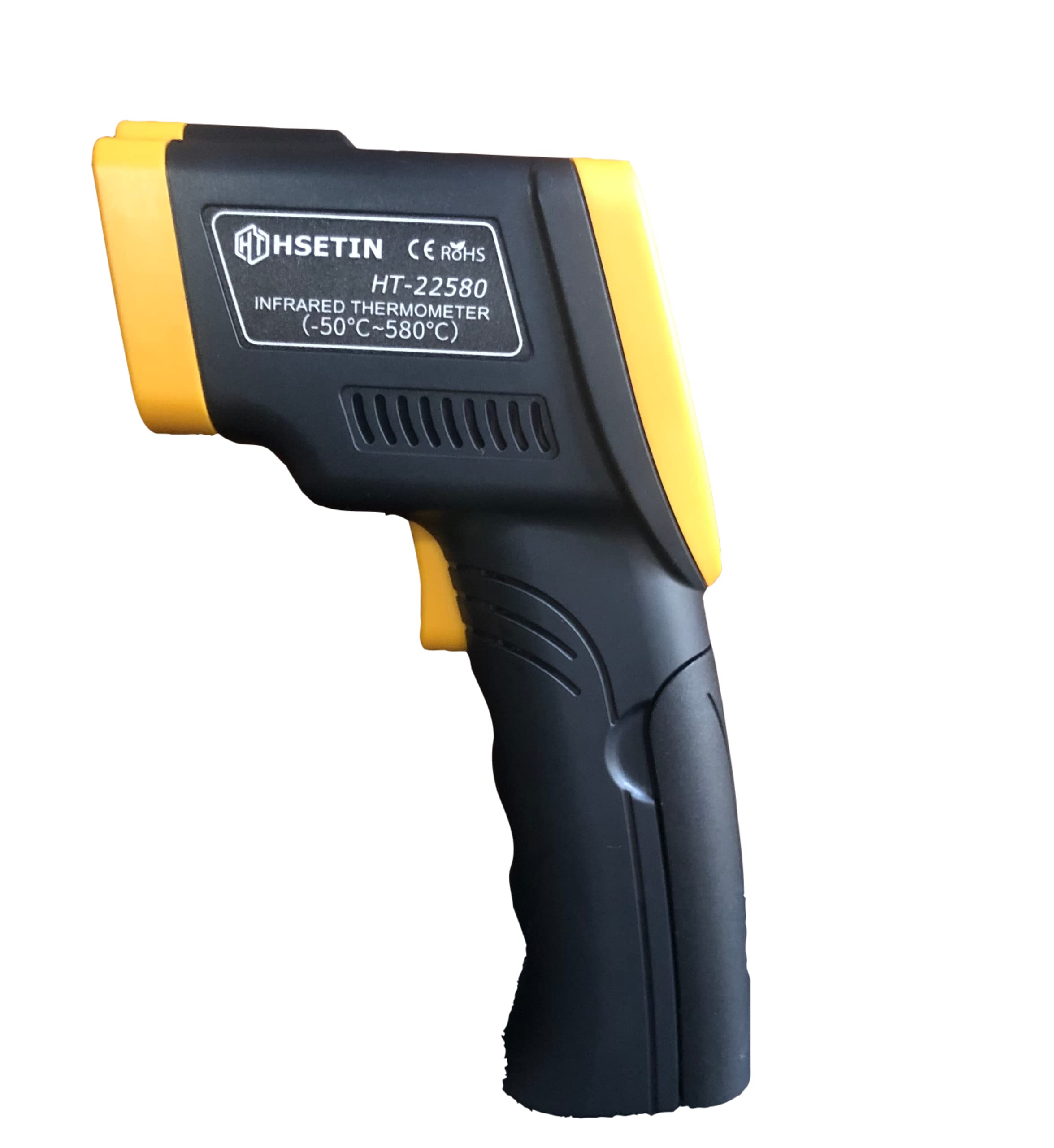 HSETIN Infrared Thermometer HT-22580 (Not for Human) Temperature Gun Non-Contact Digital Lasergrip with LCD Backlit Display, (-50℃ to 580℃), Black-Yellow