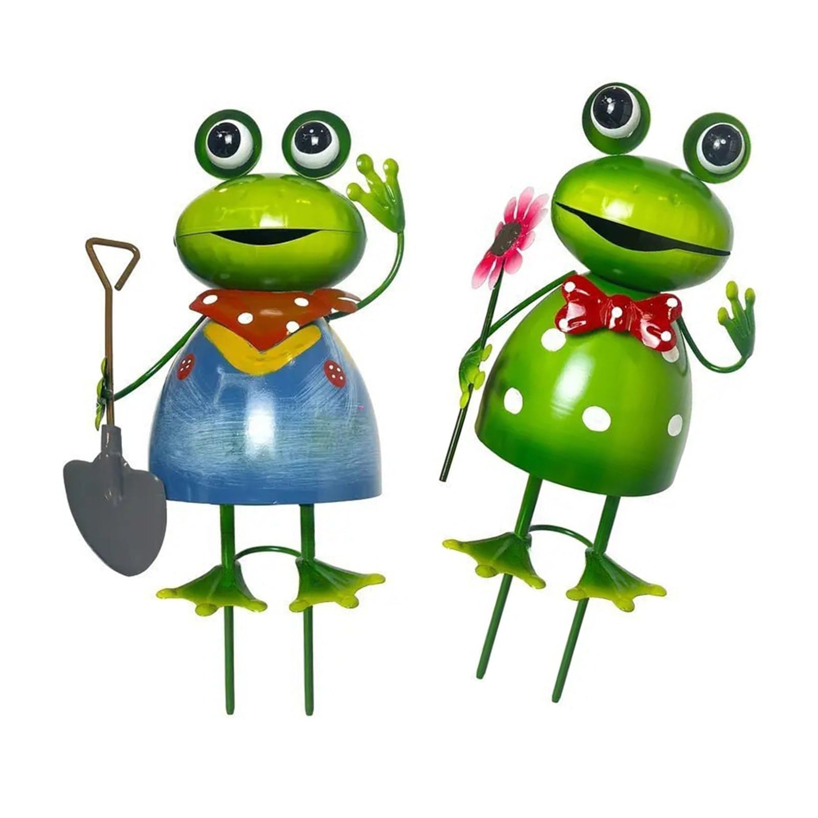 Hsioluted Rustproof Iron Frog Sculptures for Outdoor Gardens, Yard Art Gifts for Mothers Day or Grandparents Metal Garden Frogs