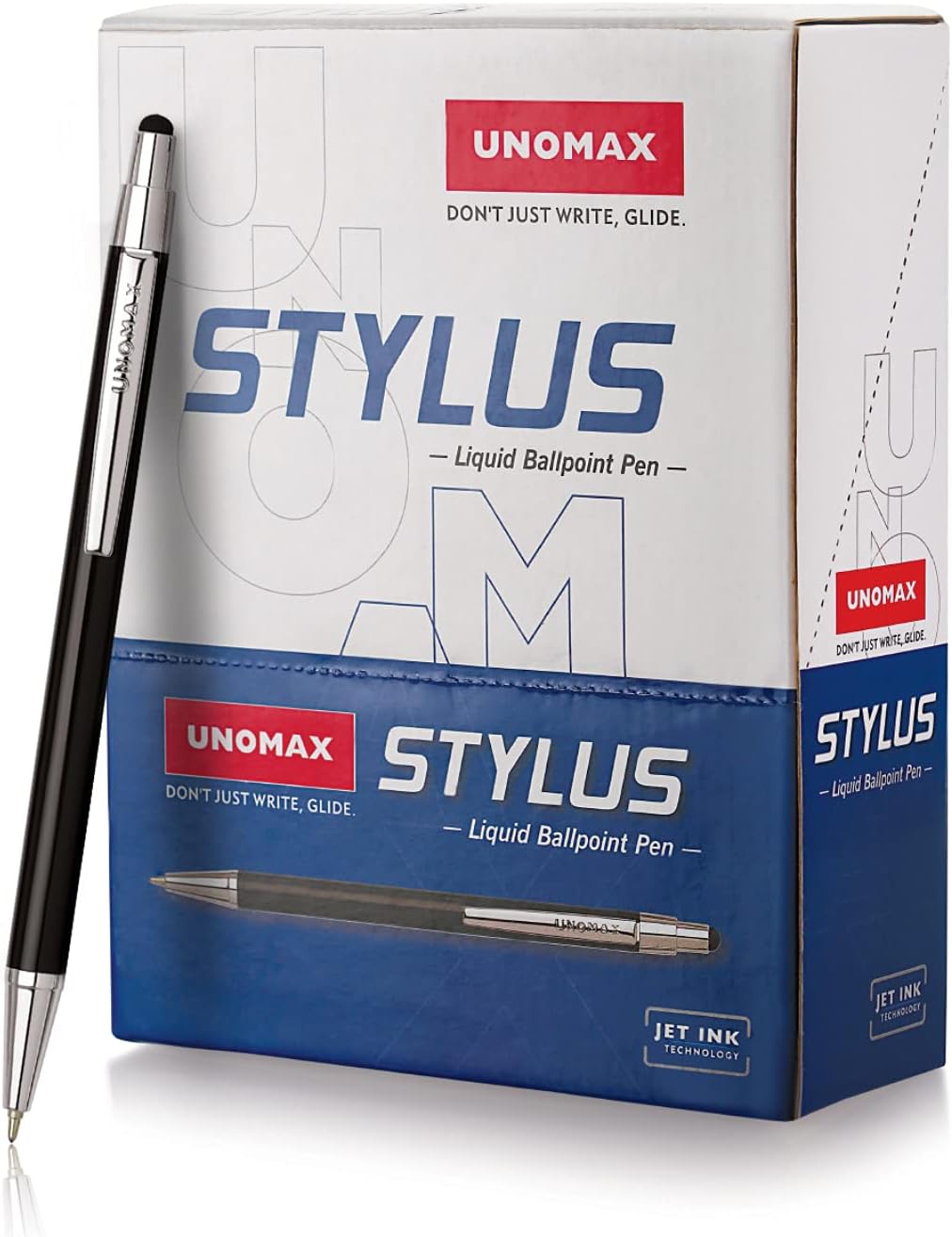 Stylus Premium Metal Body Liquid Ball Point Gripper Pen (6pc Box- Blue)