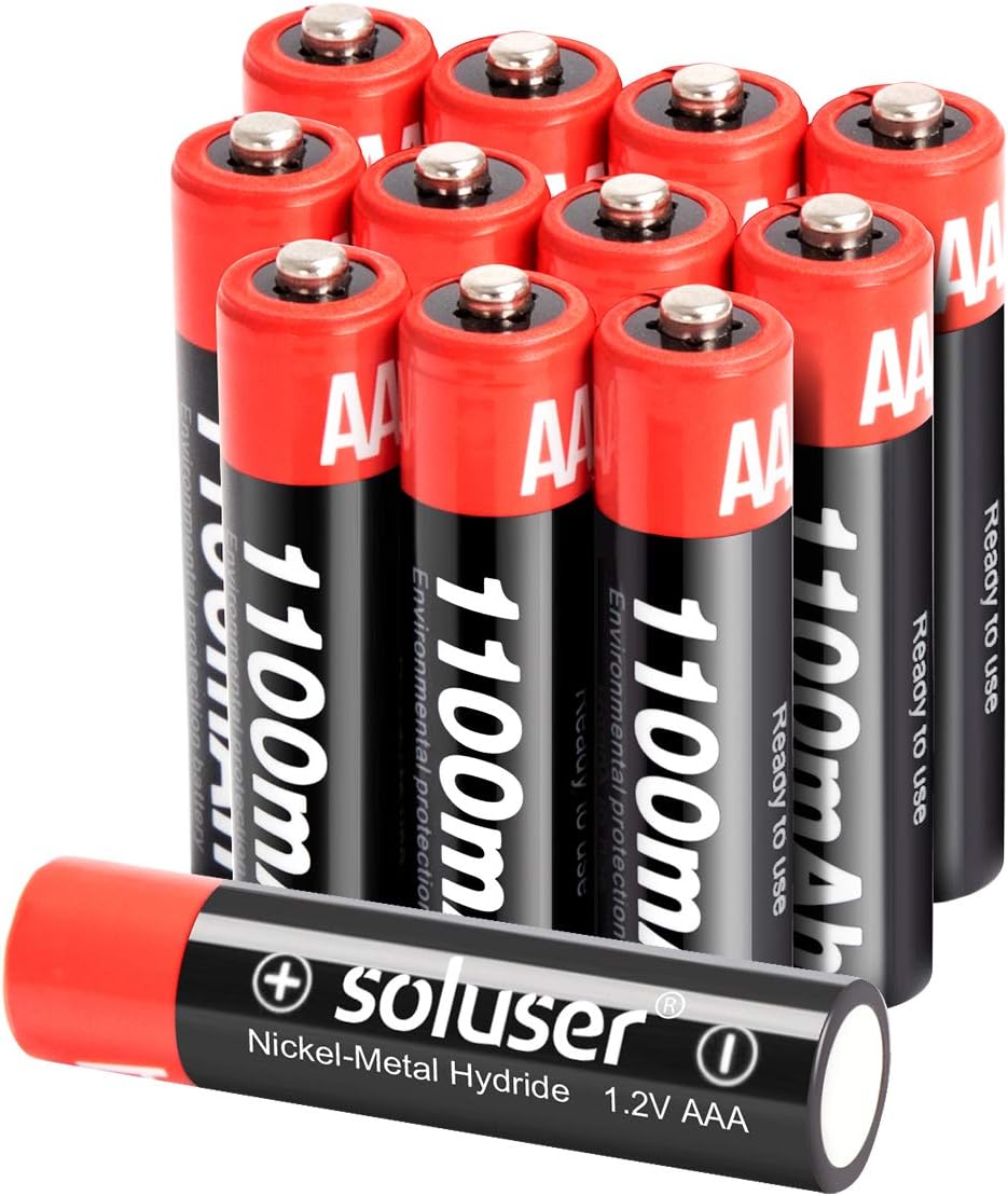 AAA Rechargeable Batteries,Rechargeable AAA Batteries 1100mAh High-Capacity AAA Batteries 1.2V Ni-MH Low Self Discharge (AAA-12Pack)