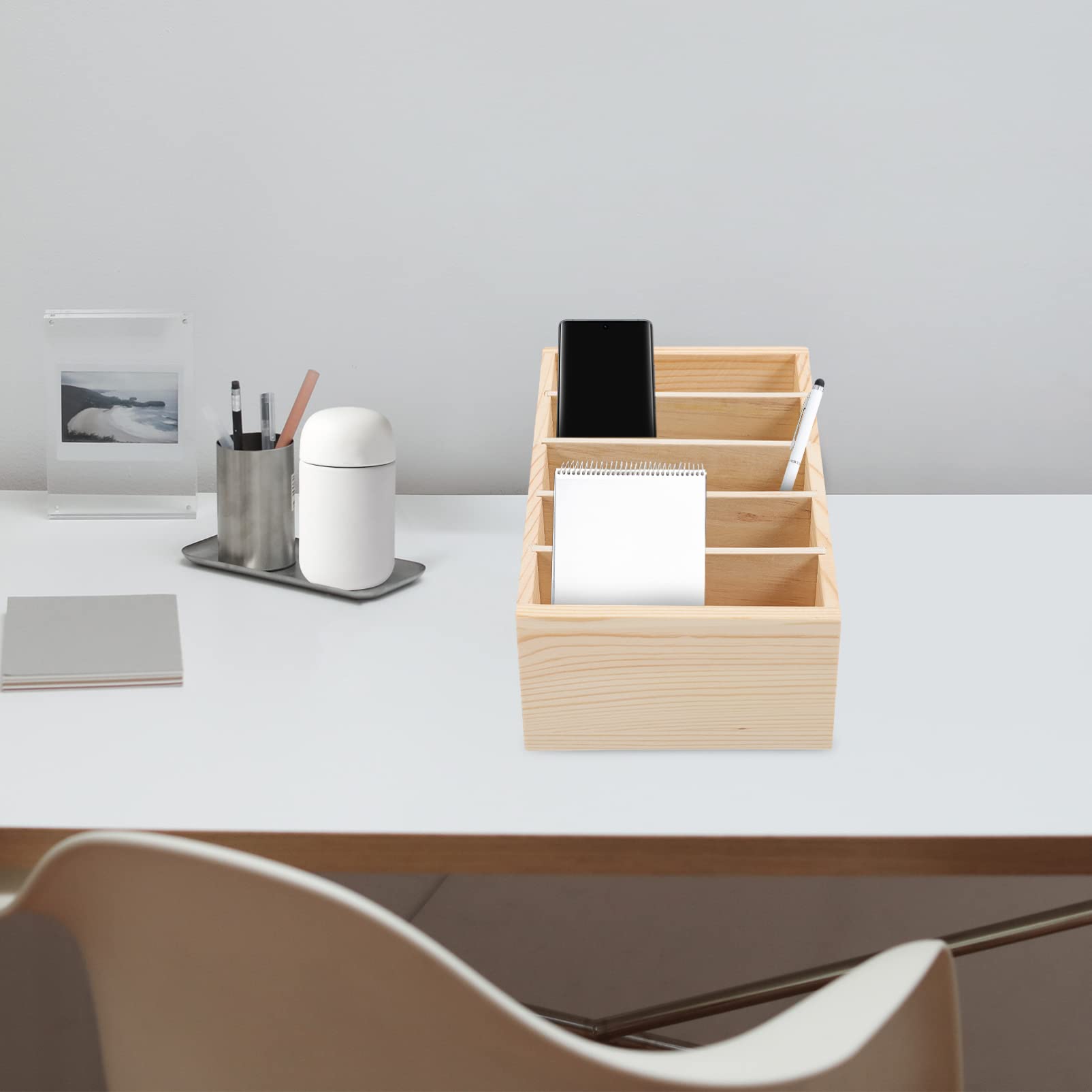 Cabilock 5griglie Supporto per Smartphone in Legno Portaoggetti da Scrivania Compatto e Multifunzionale Organizzatore per Ufficio e Casa per Tenere in Ordine la Tua Postazione di Lavoro