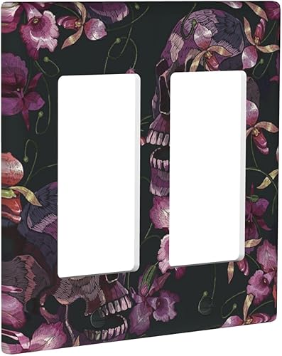 Miniatura 91 de Cubierta de interruptor de luz de palanca doble de 2 cuadras, color rosa, hongos, flores, placa de pared, placa frontal eléctrica, retro, años 70,