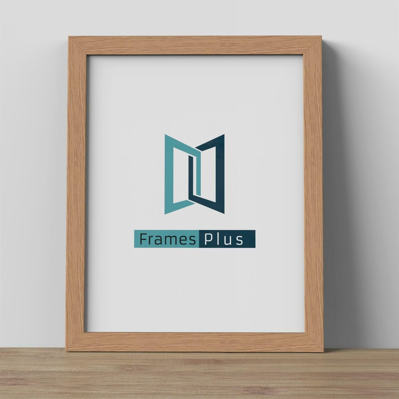 FramesPlus 11"x11" (27.9 x 27.9cm), Wall Mounted, Shatterproof Styrene Front, Oak