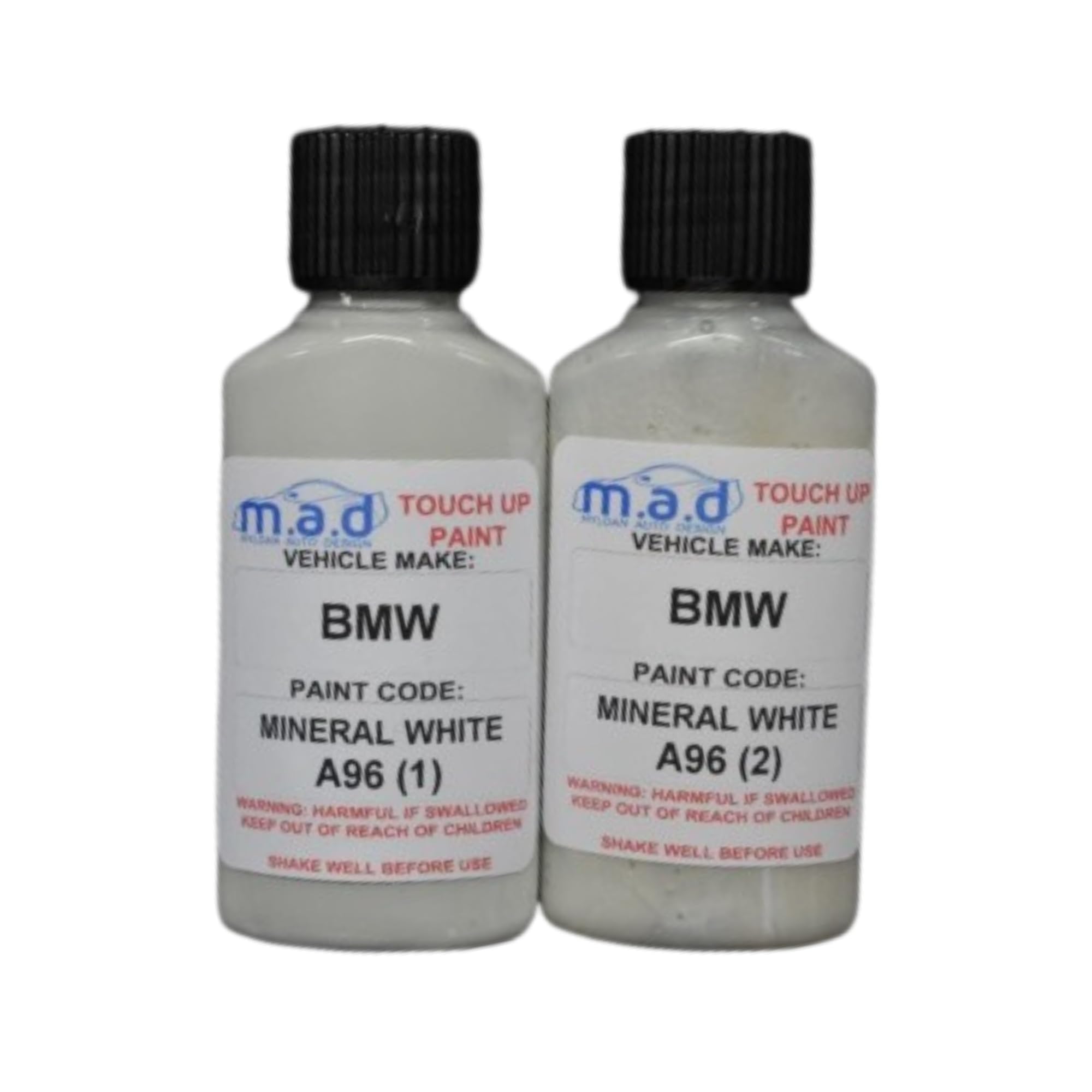 M.a.d Myldan Auto Design White Touch Up Paint Compatibe With Bmw Mineral A96 1 3 5 7 8 Series - 30Ml Kit, Gloss Finish With Built-In Brush - Made With Helios Paint