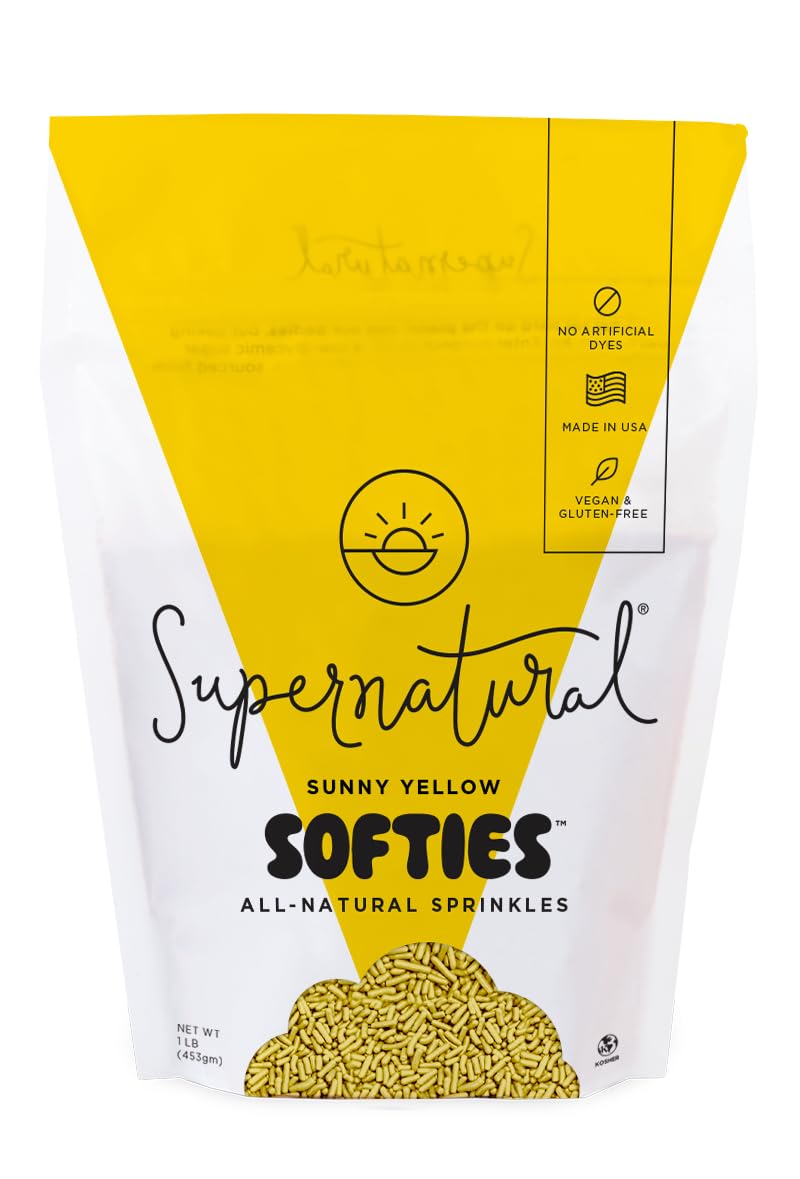 Supernatural Softies and Crunchies Sprinkles by Supernatural, Dye-Free, Made in USA, Soy Free, Gluten Free, Vegan (Sunny Yellow, 16oz)