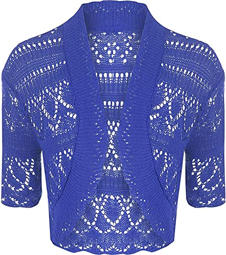 Loxdonz Women's Crochet Knit Cropped Bolero Shrug Cardigan Open Front Short Shrugs for Women